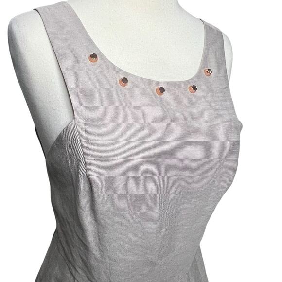 BCBGeneration Mini Dress 2 Light Gray Metallic Studded Pockets Fit Flare HOCO - Picture 3 of 16